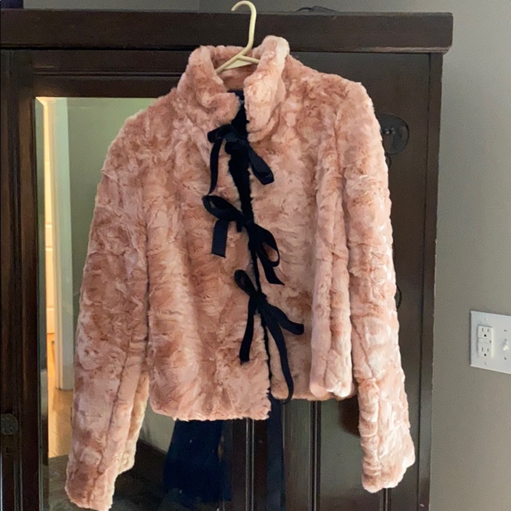 Betsey Johnson pink faux fur coat